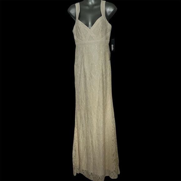 Lulus Women's Ivory Lace Maxi Dress Size M Formal Sleeveless V-Neck - Picture 2 of 7